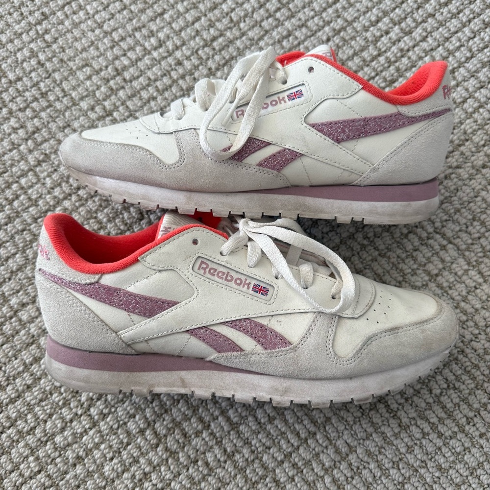 Reebok Cream and Pink Athletic Shoes
